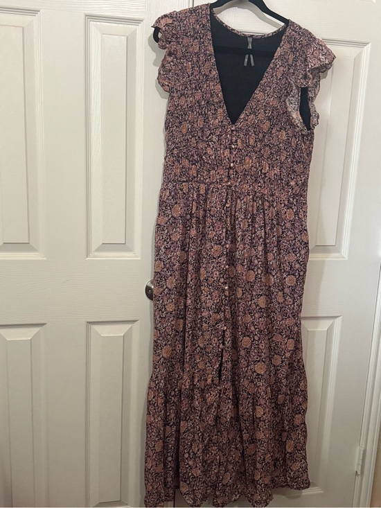 Anthropologie Dresses & Skirts - Anthropologie Ruched Floral Maxi Dress Size XL Boho Peasant